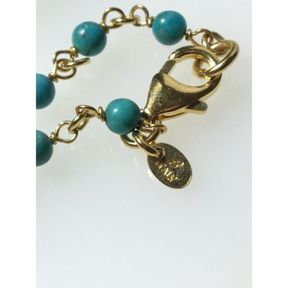 Rosary Beads Cross Necklace Gold Plated Turquoise Made in Italy - Picture 6 of 8